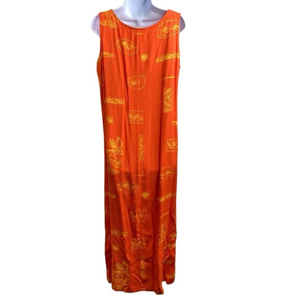 Dana Kay Women's Orange Hawaiian Maxi Dress Size 12 Aloha Summer Party Beach - Picture 2 of 9